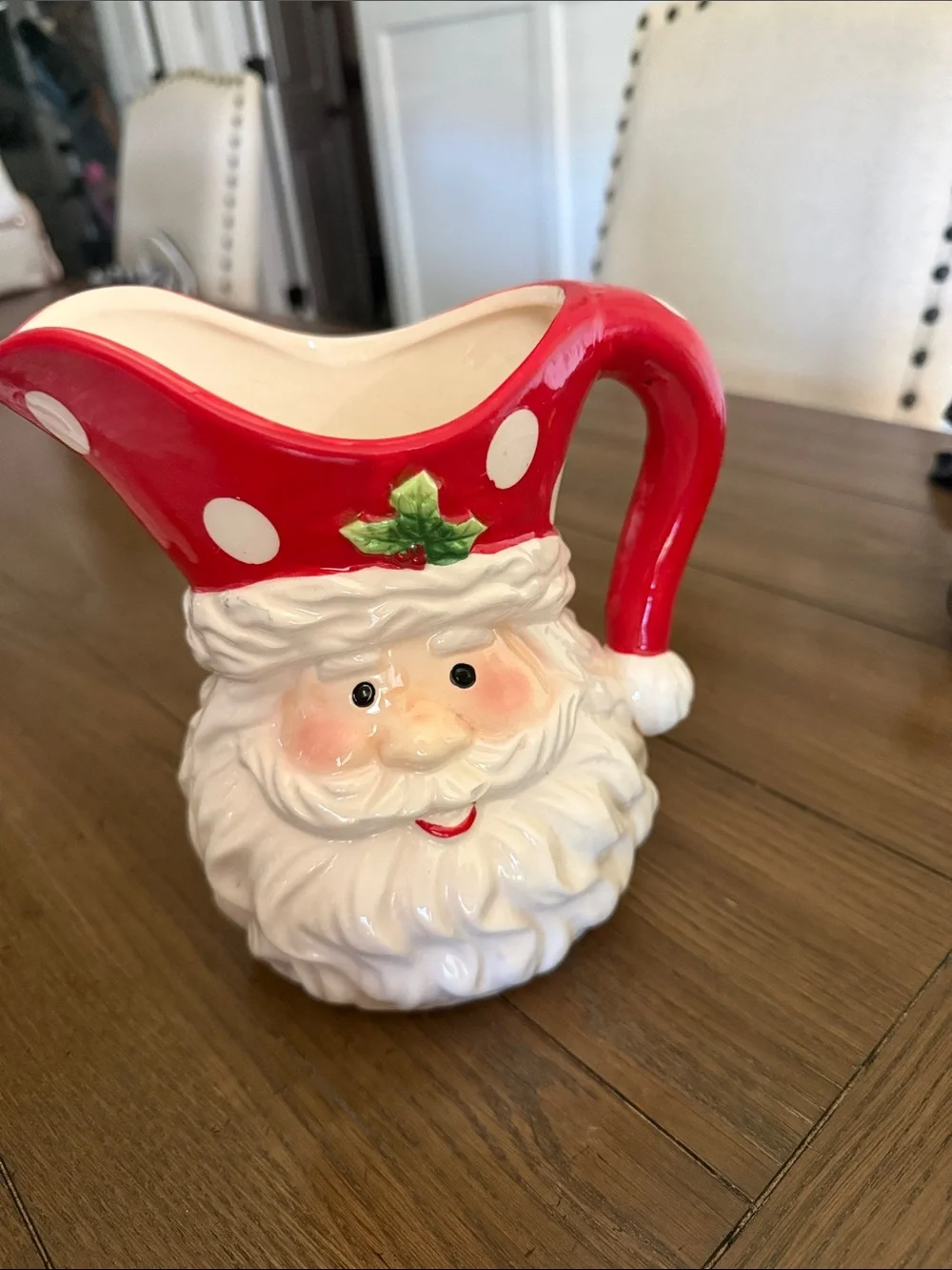 Festive Red Santa Pitcher - Holiday Home Décor